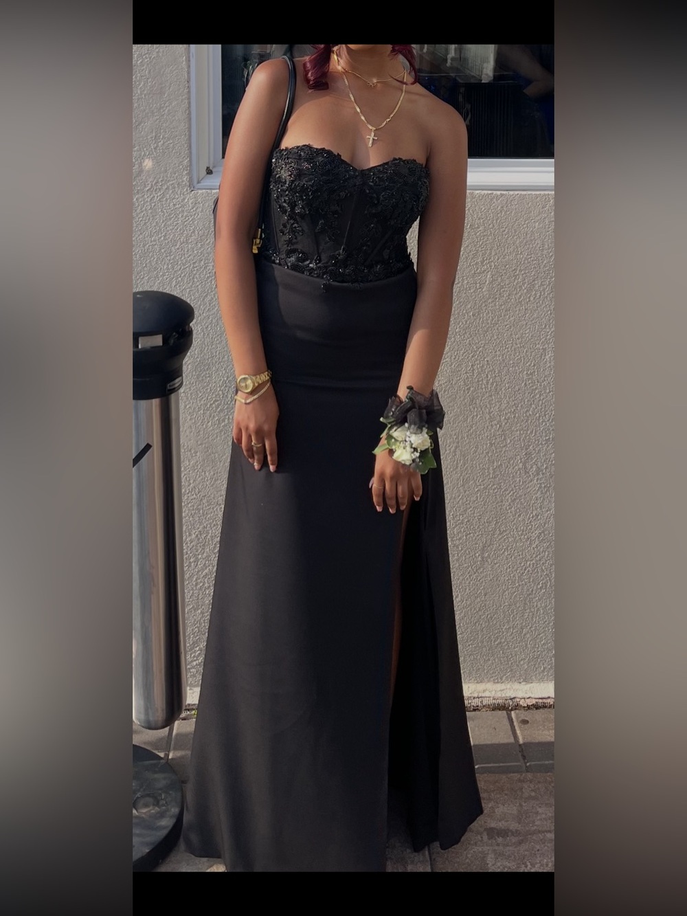 Black High-Slit Evening Maxi Skirt